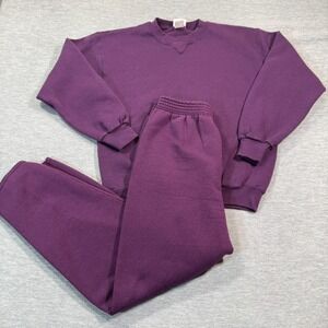 Pro Spirit Sweatsuit Women M/S Purple Fleece Crewneck Sweatshirt Jogger Pants